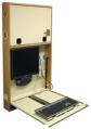 Infotek Wall Desk Computer Workstation with Electronic Lock Security & Wood Trim
