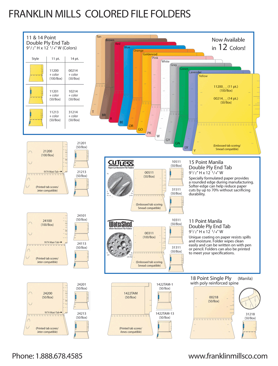 Medical Colored Folders 12 Stock Colors! Red, Green, Orange, Yellow