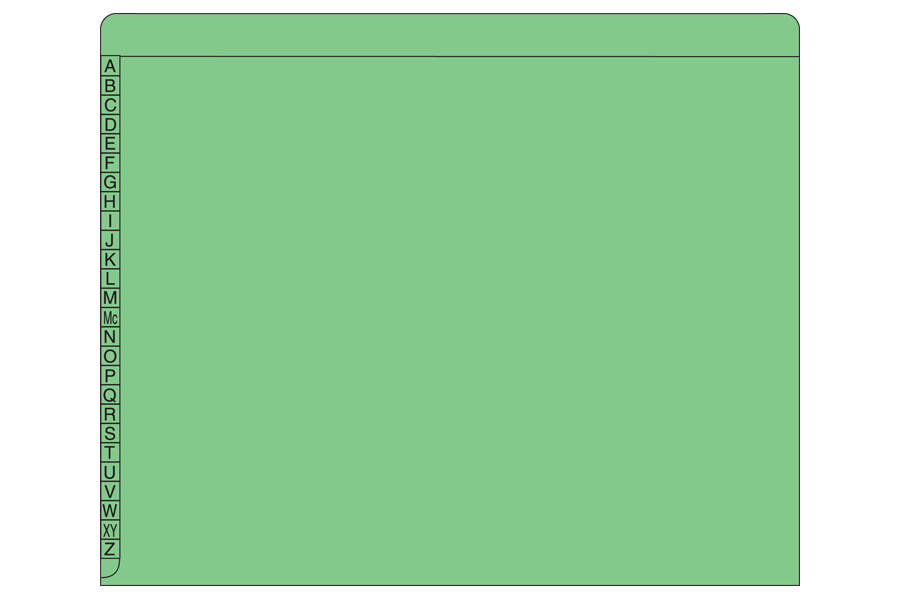 2610003R Alpha Scale Box of 100 Colorscan Reinforced Green Kardex File Folders 