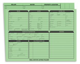 Real Estate Listing & Sales Folder - Letter Size - Colors include: gray, yellow, blue, red, green & lavender