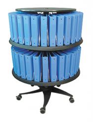 Mobile Chart Binder Carousel Rack - 60 Space, Floor Standing Model