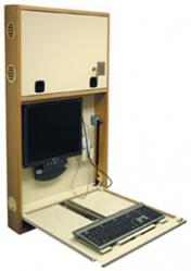 Wall Desk Computer Workstation with Electronic Lock Security & Wood Trim