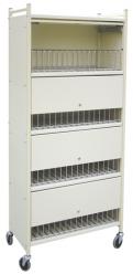 Locking Mobile Chart Rack "Workhorse Series" 60-Space Cabinet Style - HIPAA Privacy Model